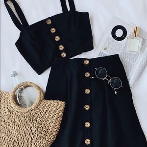 NWOT LULUs Sweet as Ever Black TwoPiece Midi Dress